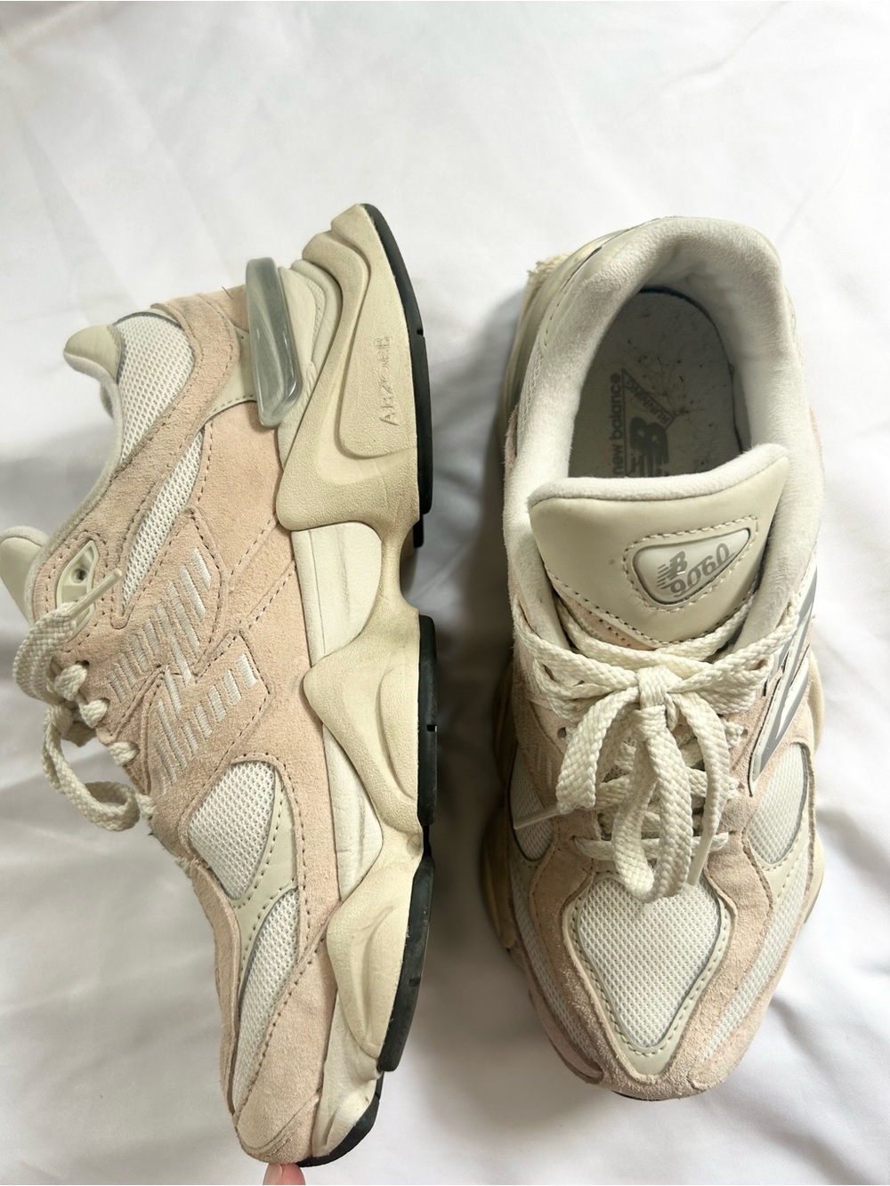 New Balance Women's Cream & Beige Suede Mesh Sneakers